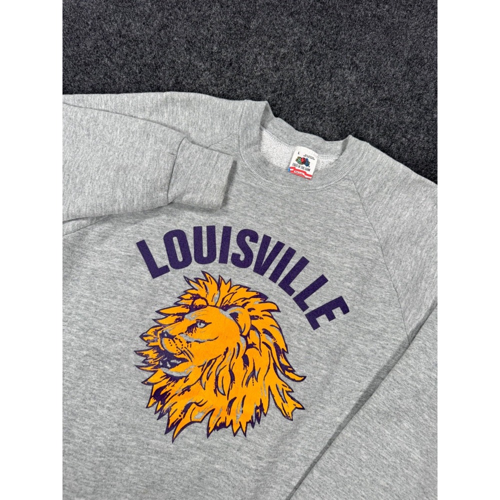 Vintage Louisville Lions Crewneck Sweatshirt Mens L Fruit of the Loom USA Made